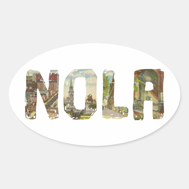NOLA New Orleans vintage inspired stickers (Front)