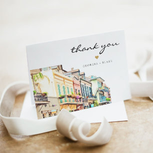 NOLA Watercolor New Orleans Wedding Bourbon Street Thank You Card