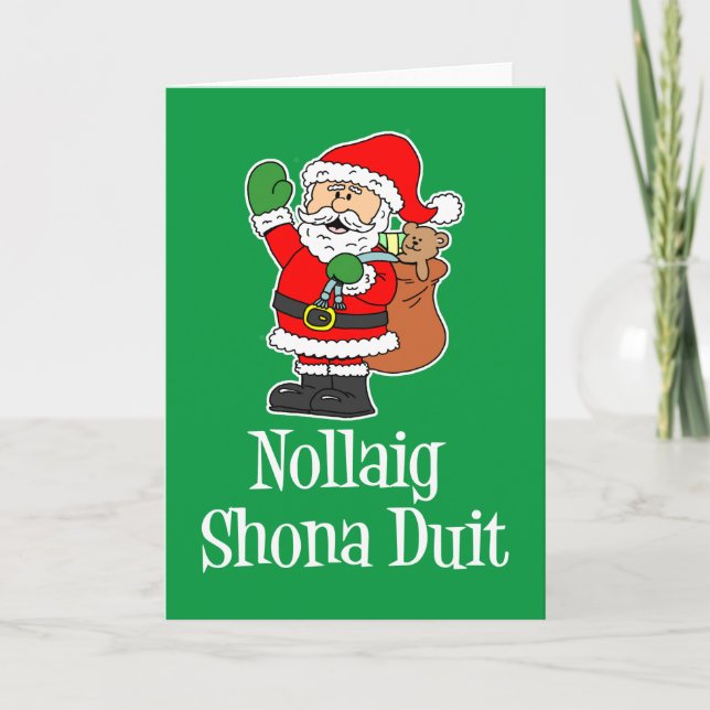 Nollaig Shona Duit Irish Christmas Santa Card (Front)