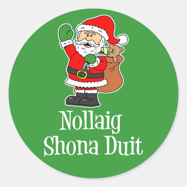 Nollaig Shona Duit Irish Christmas Santa Classic Round Sticker (Front)