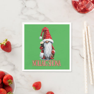 Nollaig Shona Gnome Holding A Glass Of Irish Dry Napkin
