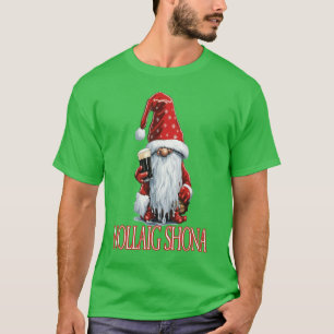 Nollaig Shona Gnome Holding A Glass Of‎ Irish Dry  T-Shirt