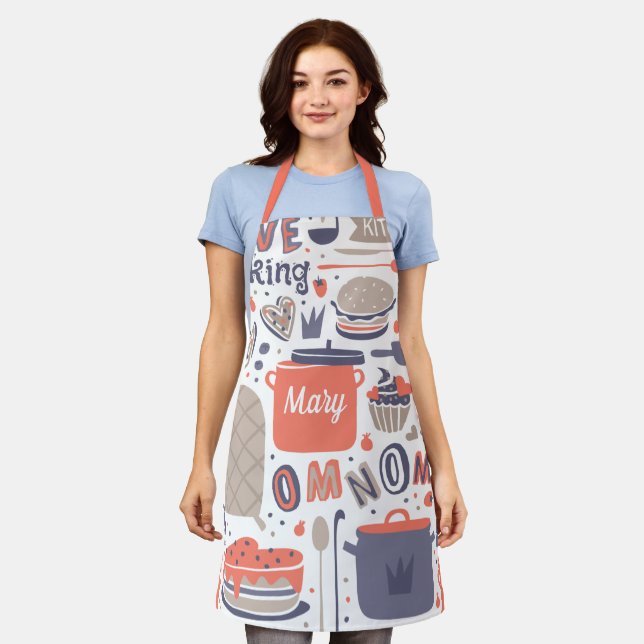 Nom Nom Kitchen All-Over Print Apron (Worn)