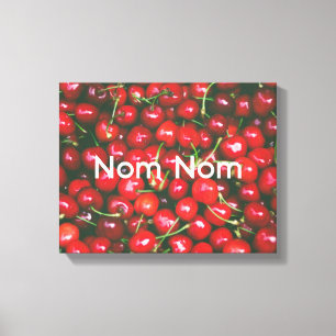 Nom Nom retro red cherry kitchen diner Canvas Print