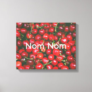 Nom Nom retro red cherry kitchen diner Canvas Print