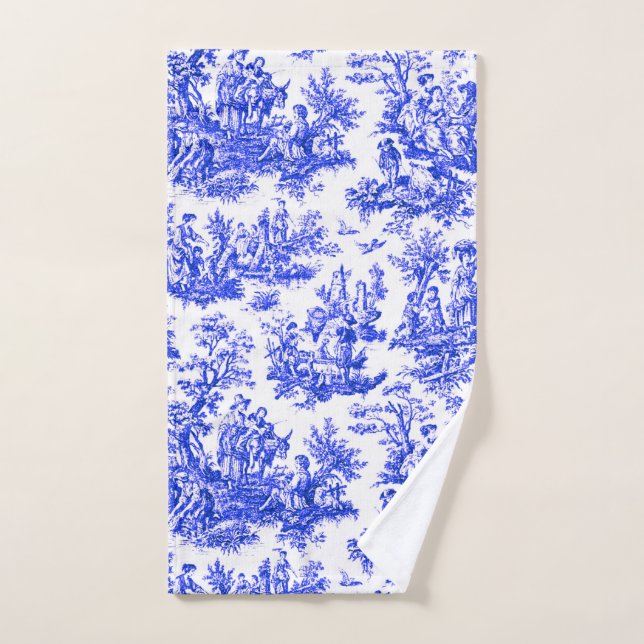 NOMADESAUSTRALIENS French Royal blue Jouy design Hand Towel (Hand Towel)