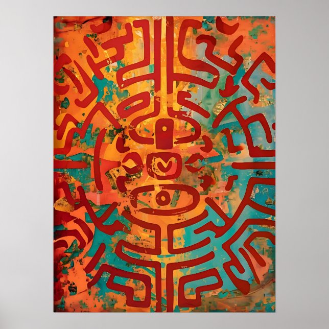 Nomad's Palette: Abstract Adventure in Earthy Hues Poster (Front)