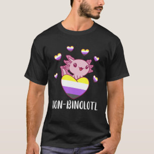 Non Binary Axolotl Heart LGBT Nonbinary Flag Gende T-Shirt
