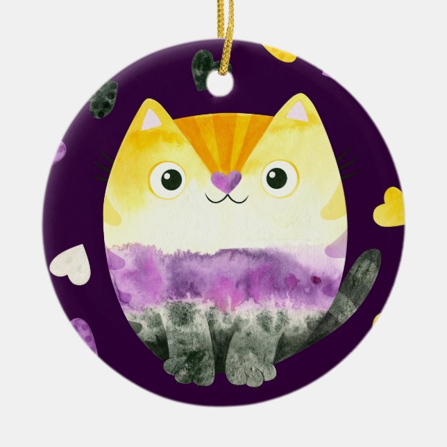 Non-Binary Cat Ornament (Front)