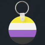 Non-Binary Flag Key Ring<br><div class="desc">Non-Binary Flag, non-Binary, non binary, enby, nonbinary, pride, flag, agender, genderless, gender, pangender, bigender</div>