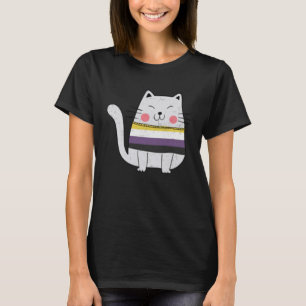 Non Binary Flag LGBTQ Cats Pride Cat T-Shirt