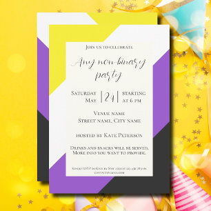 Non-binary flag party celebration invitation