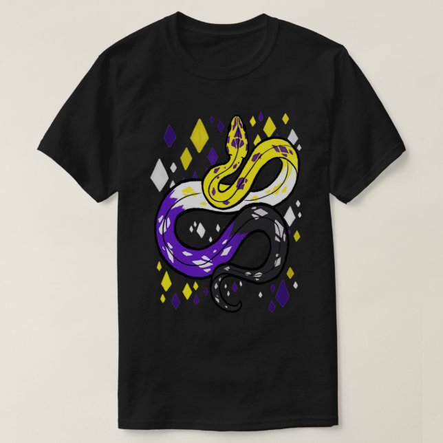Non Binary Flag Snake T-Shirt (Design Front)