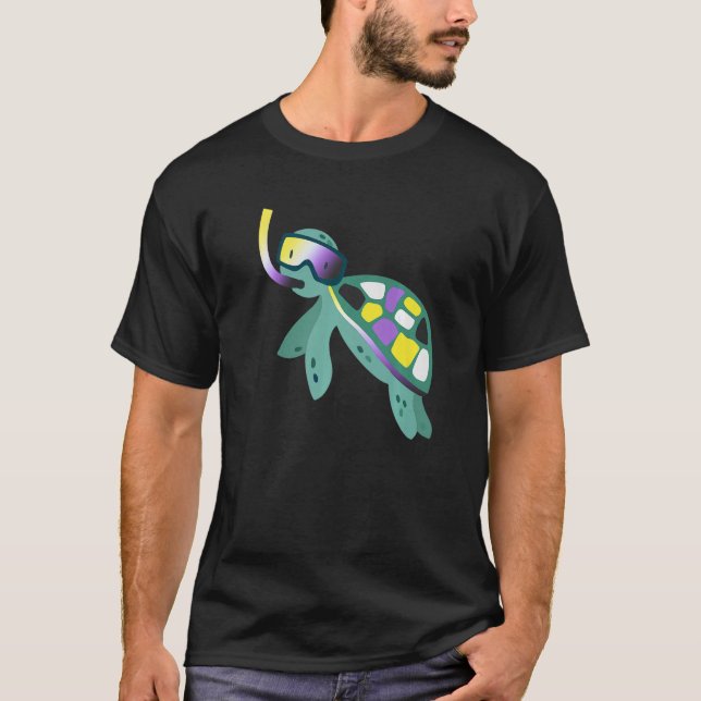 Non Binary Flag Turtle Sunglasses LGBT Enby Nonbin T-Shirt (Front)
