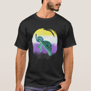 Non Binary Flag Turtle Sunglasses   LGBT Nonbinary T-Shirt