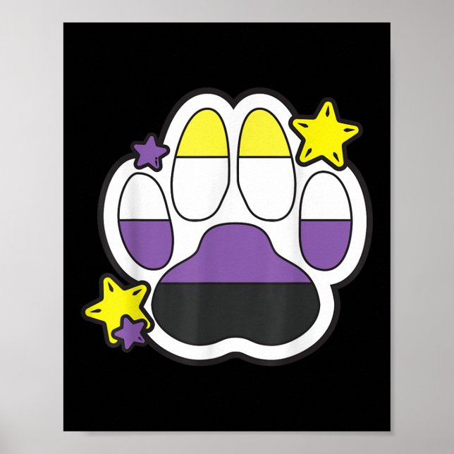 Non Binary Furry Paw Lgbtq Month Gay Rights Pride  Poster (Front)