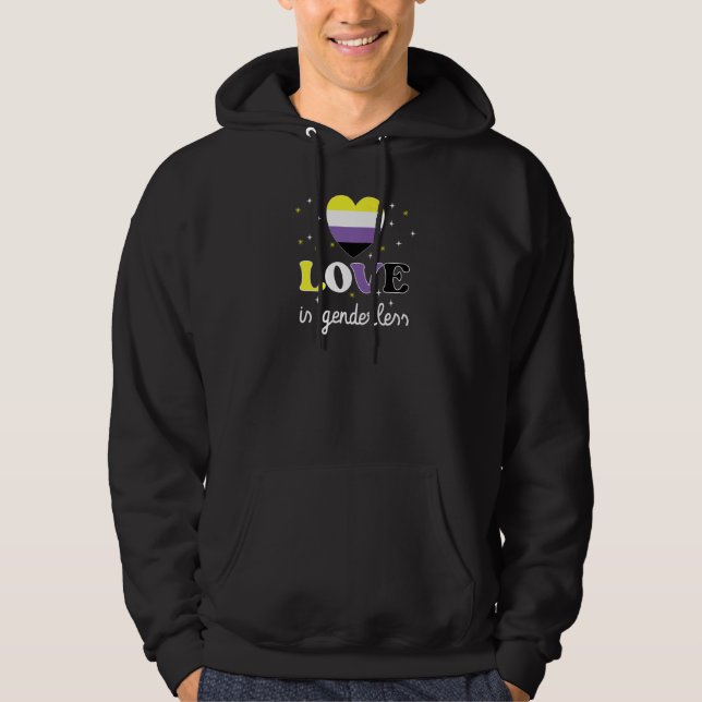Non Binary Genderless Gender Identity Rainbow Lgbt Hoodie (Front)