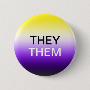 Non-binary gradient they/them pronouns button