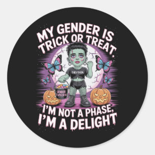 Non-binary Halloween Frankenstein Pronouns Not A P Classic Round Sticker