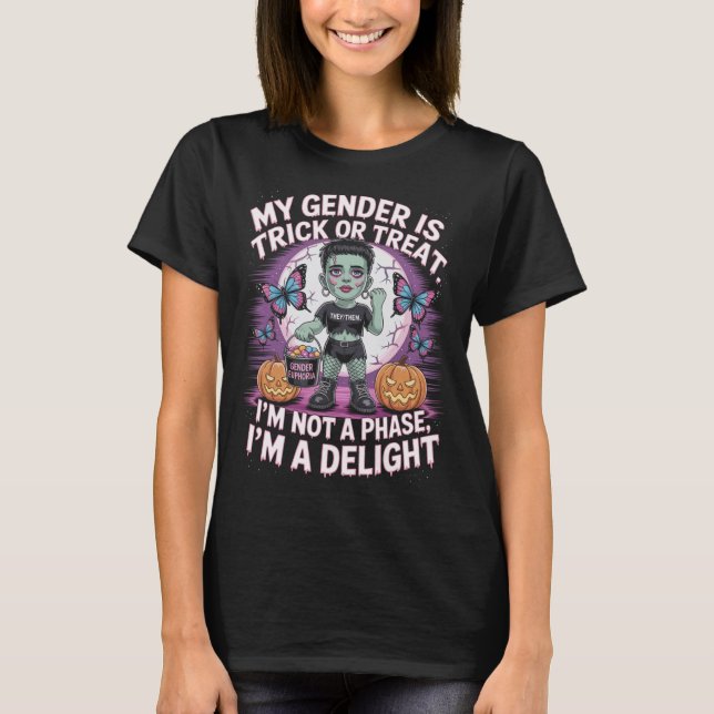 Non-binary Halloween Frankenstein Pronouns Not A P T-Shirt (Front)