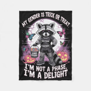 Non-binary Halloween Racoon Pronouns Not A Phase  Fleece Blanket