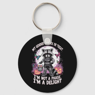 Non-binary Halloween Racoon Pronouns Not A Phase Key Ring