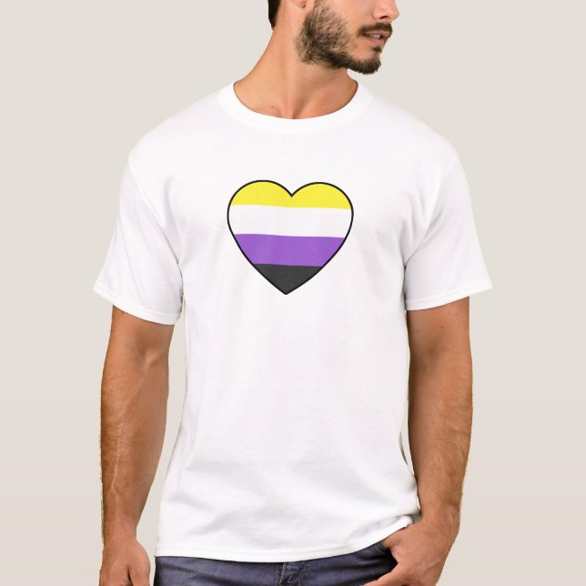 Non-Binary Heart Flag T-Shirt (Front)