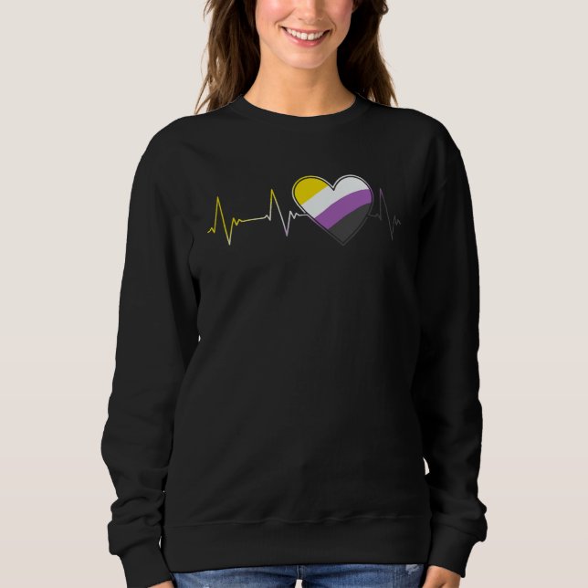 Non Binary Heartbeat Pride Month   Nonbinary EKG P Sweatshirt (Front)