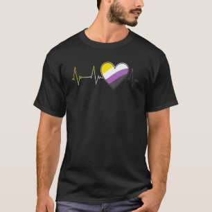 Non Binary Heartbeat Pride Month   Nonbinary EKG P T-Shirt