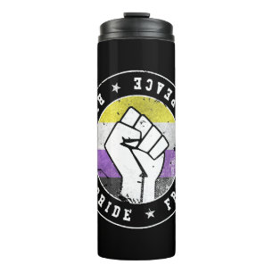 Non Binary LGBT Flag Emblem W grunge Thermal Tumbler