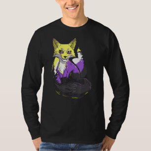 Non Binary Non Binary Fox Lgbt Agender Supporter T-Shirt