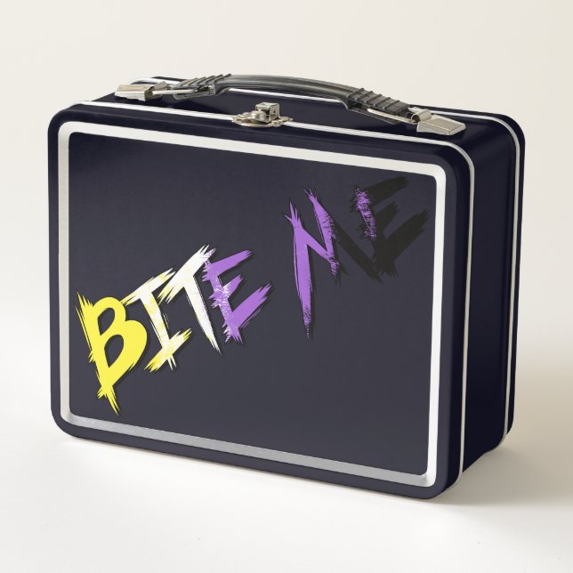 Non-Binary Pride Bite Me Metal Lunch Box (Front)