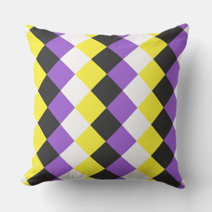 Non-binary pride colours chequered pattern cushion