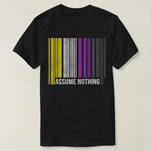 Non Binary Pride Flag Barcode Agender Genderfluid  T-Shirt (Design Front)