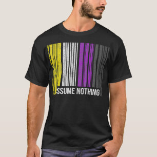 Non Binary Pride Flag Barcode Agender Genderfluid T-Shirt