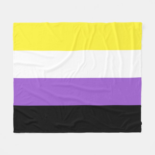 Non Binary Pride Flag Fleece Blanket (Front (Horizontal))