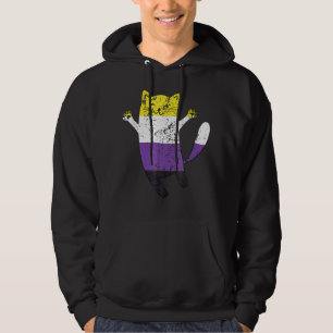 Non Binary Pride Flag Happy Cat Non Binary Hoodie
