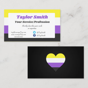 Non-binary Pride flag / heart Business Card