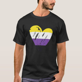 Non Binary Pride Flag Non Binary Heart Flag T-Shirt