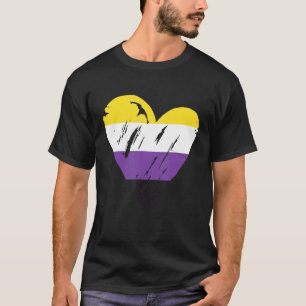 Non Binary Pride Flag Non Binary Heart Flag T-Shirt