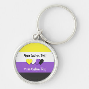 Non-binary pride flag with hearts key ring