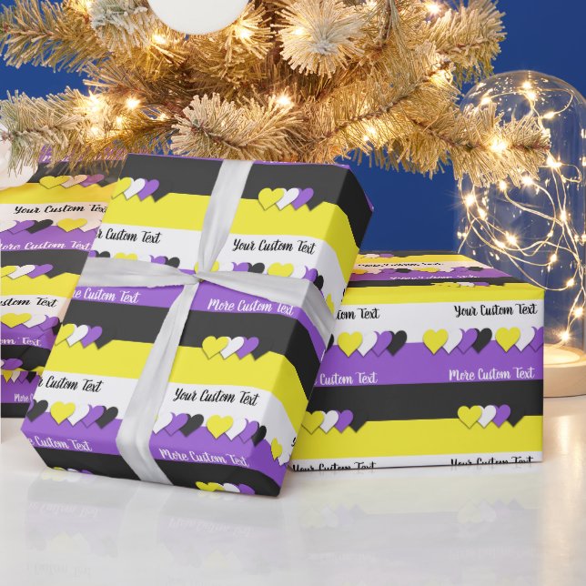 Non-binary pride flag with text wrapping paper (Holidays)