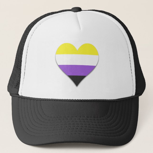 Non-binary pride heart Trucker Hat (Front)