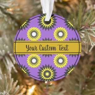 Non-binary pride purple flower pattern ornament