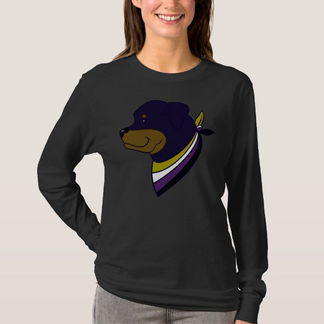 Non Binary Pride Rottie Premium Scoop T-Shirt (Front)