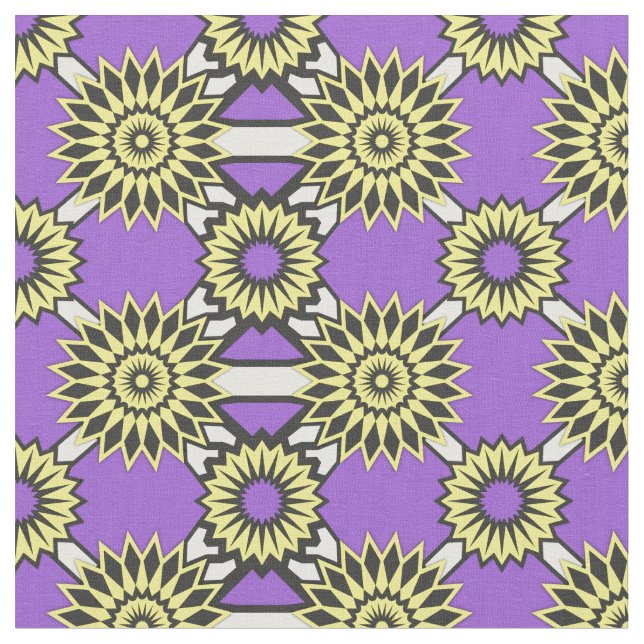 Non-Binary Pride seamless purple flower pattern Fa Fabric (Close Up)