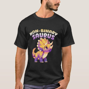 Non-Binary Saurus Cute Triceratop LGBTQ+ Pride Din T-Shirt