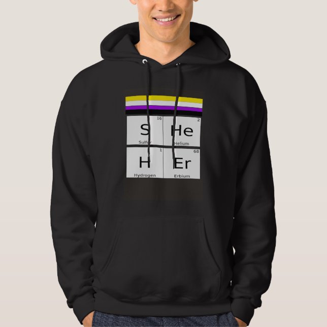 Non-Binary SHEHER Gender Pronouns Preference Ident Hoodie (Front)