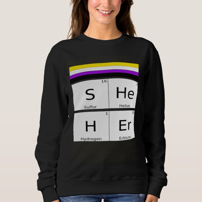 Non-Binary SHEHER Gender Pronouns Preference Ident Sweatshirt (Front)
