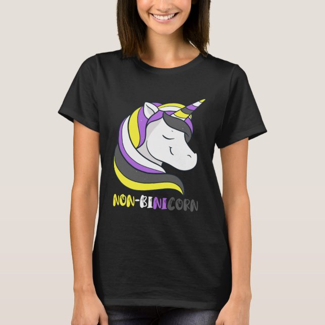 Non Binary Unicorn Smile LGBT Nonbinary Flag Gende T-Shirt (Front)